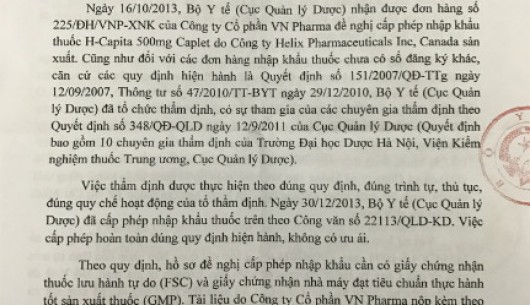 Bộ Y tế báo cáo về trách nhiệm của Bộ trong vụ việc VN Pharma